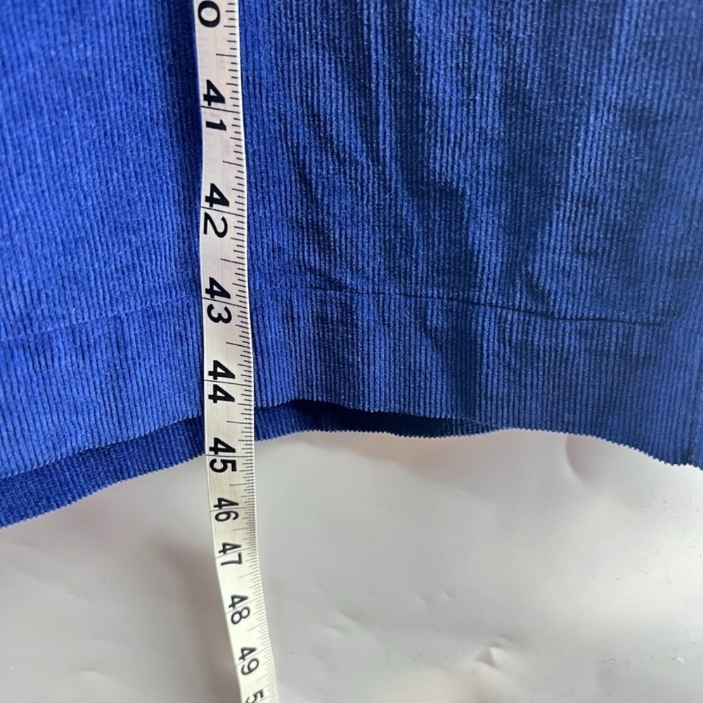 VTG 90s Erika Corduroy Jumper Dress L Blue/Purple Cotton Pinafore Pockets Midi - Picture 6 of 6